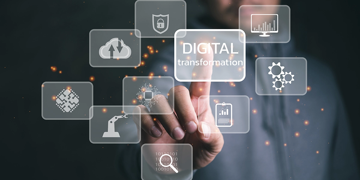 This image illustrates how digital transformation across industries is enhancing automation, data flow, and decision-making.